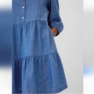 NWT Gap ruffle layered denim dress size S medium/dark wash shirt dress style